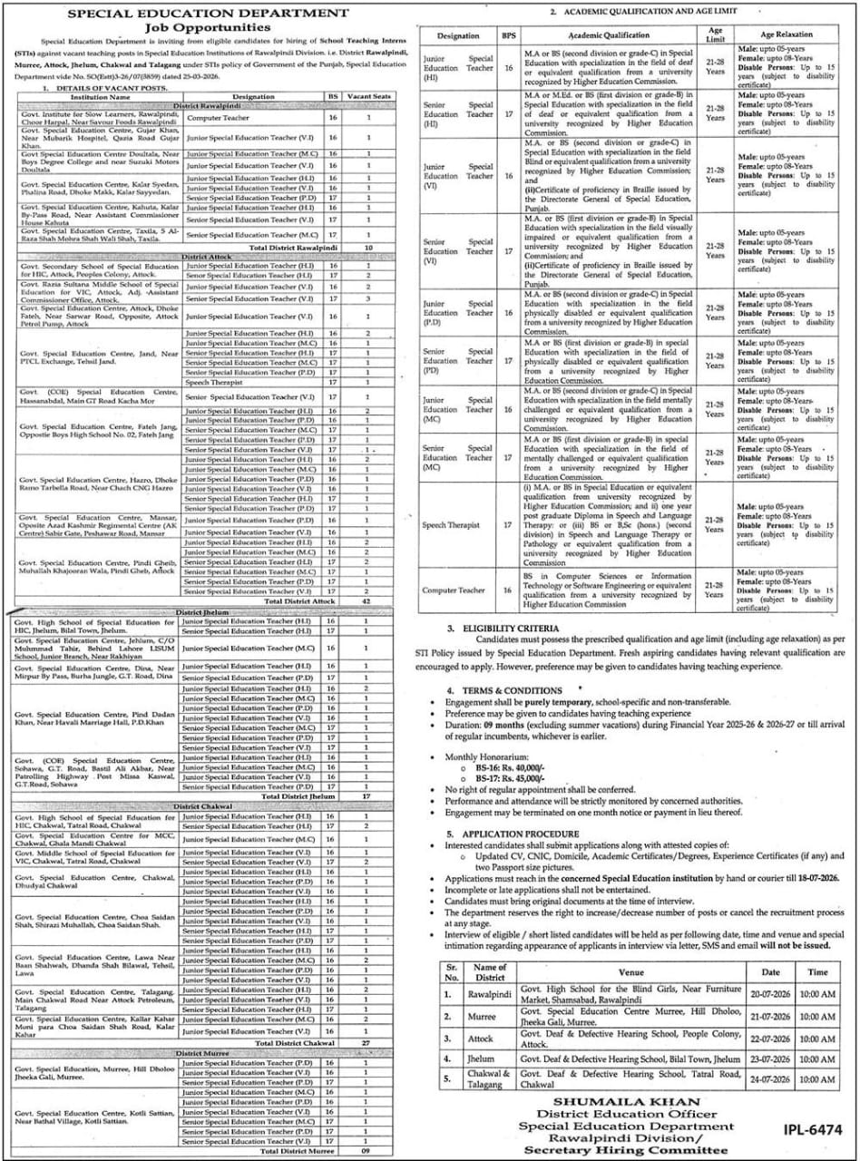 School Teaching Interns (STI) 2026 - Special Education Department